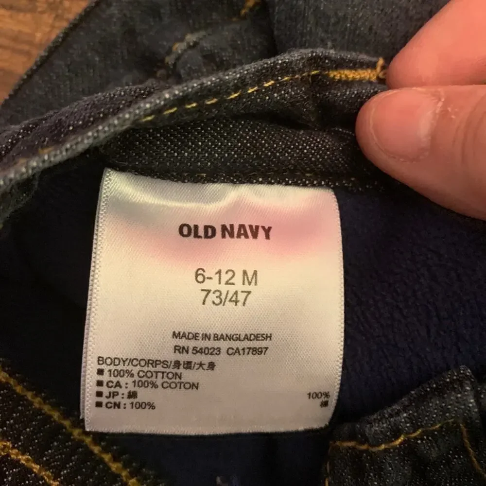 OLD NAVY Boy’s Fleece Lined Dark Wash Jeans / Size: 6-12 Months